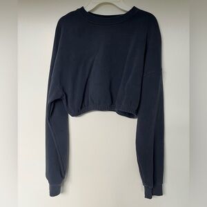 BuffBunny Navy Blue Cropped Crewneck Sweater